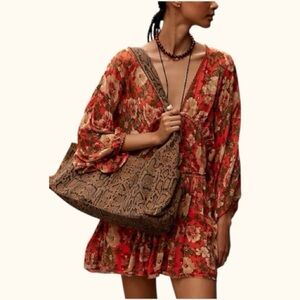 New Free People Sweet Dreams Printed Mini Dress